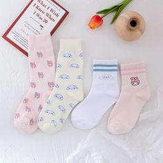 Harajuku Kawaii Fashion My Melody Cinnamoroll Crew Socks Fits EU Sizes 35-40, US Sizes 5-10 Stretchy Polyester/Spandex Blend NOTE: DUE TO VERY HIGH DEMAND, PLEASE ALLOW 12-20 DAYS FOR DELIVERY TO THE US, AND 20-45 DAYS TO THE REST OF THE WORLD. Casual White School Socks, Casual School Socks For Spring, Casual Socks For School In Spring, Casual Multicolor Cartoon Print Socks, Cute White School Socks, Cute Cotton Socks, Multicolor Casual School Socks, Casual Multicolor School Socks, Sanrio Socks