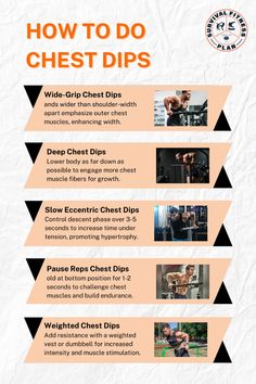 how to do chest dips in the gym info sheet with instructions for each step