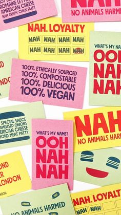 several different types of stickers with words and phrases on them, all in various colors