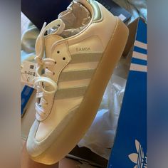 Brand New Sambas! Never Worn, They Were Big On Me! Adidas Shoes Samba, Adidas White, White Adidas, White Green, Adidas Shoes, Adidas Women, Womens Shoes Sneakers, Shoes Sneakers, Size 7