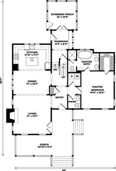 the first floor plan for a two story house