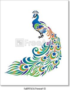 the colorful peacock is standing on its hind legs