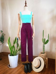 📍Handmade from Viet Nam 〽️ Real pictures 〽️ Real Clothes ** Custom made pants, Personalized trousers ** Super slouchy corduroy trousers in Purple Purple Pleats Ticker Corduroy Pants/ High waisted Purple retro Trousers/ Cotton Corduroy Fabric Pants   Details:  100% Cotton Corduroy Fabric Side Pockets High Waisted Double Pleated Front   This Pants will be perfect in retro style  Good at mix match Color Block depend how creative you are Message us if you have any question or request about costom ( Purple Corduroy Pants, Retro Trousers, Purple Retro, Retro Outfit, Fabric Pants, Pants High Waisted, Velvet Trousers, Purple Dark, Corduroy Trousers