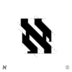 the letter n is made up of black and white letters with diagonal lines on them