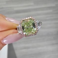 Vintage Luxury Green Diamond Ring, Luxury Gia Certified Dazzling Cluster Ring, Luxury Iridescent Oval Rings, Luxury Unique Multi-stone Diamond Ring, Luxury Birthstone Gemstones For Formal Occasions, Green Diamond Jewellery, Luxury Green Diamond Ring In Platinum, Green Diamond Cut Diamond Ring, Luxury Green Diamond Ring With Brilliant Cut