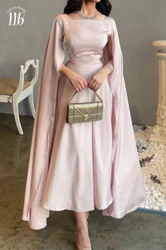 Blush Pink Satin Elegant Modest Evening Dress Pink Modest Dress, Princess Stuff, Formal Ideas, Modest Evening Dress, Dress Code Wedding, Grooming Tips, Ground Breaking, Inspo Pics, Mom Wedding