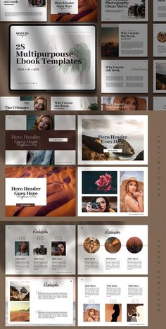 an image of a web page with many different layouts and color options on it