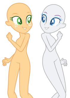 an alien standing next to another character in front of a white background with green eyes