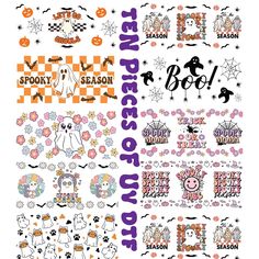 various halloween stickers and decals on a white background with the words booy, happy