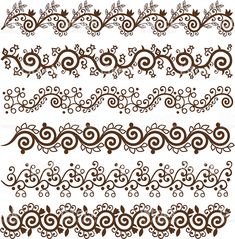 a set of decorative floral design elements