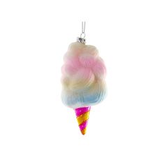 an ice cream cone ornament hanging from a string