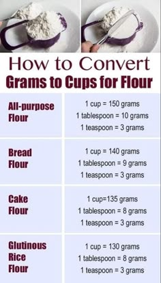 how to convert grains to cups for flour info sheet with instructions on how to mix them