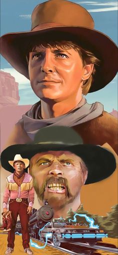 an image of two men in cowboy hats and one has his mouth open while the other looks