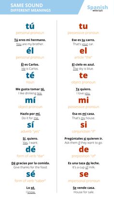 two different types of spanish words with the same language in each word, and one type of