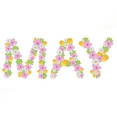 the word mama spelled with flowers on a white background