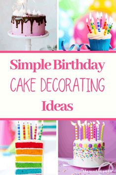 birthday cake decorating ideas for simple birthday cakes and cupcakes with candles on them