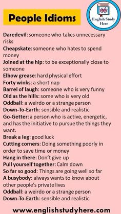 an image of people idioms with the words in english and spanish on it