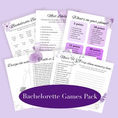 bachelor games pack with purple flowers