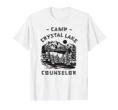 PRICES MAY VARY. Summer crystal Camp Halloween Retro 1980 clear lake Friday. Men, Women, Youth Lightweight, Classic fit, Double-needle sleeve and bottom hem Summer Camp Shirts, Camp Shirt Designs, Camp Shirts, Halloween Retro, Clear Lake, Crystal Lake, Camp Shirt, Shirts Design, Camping Shirt