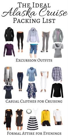 several different types of clothes for women with the words casual attire for evenings on them