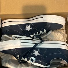 Converse One Star Pro Skate Sneakers. Never Been Worn Still In The Box, Perfect Condition. Star Laced Converse, One Star Converse Shoes, Sporty Blue Converse Skate Shoes, Converse Chuck Taylor 2, Converse One Star Pro, Blue One Star Converse, Converse Fun Star, Brown Converse One Star, Blue Converse Low-top Skate Shoes