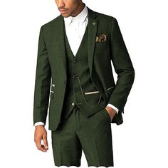 Category:Suits; Embellishment:Pocket; Season:Fall,Winter; Fabric:Tweed; Includes:Vest,Pants,Jacket; Occasion:Wedding; Fit Type:Tailored Fit; Jacket Buttons:Single Breasted One-button; Jacket Pockets:Straight Flapped; Vest Buttons:4; Pattern:Solid Colored; Neckline:Notch; Listing Date:09/16/2023; Production mode:External procurement; Pant Length:; Pants Waist:; Shoulder Width:; Sleeve Length:; Bust:; Special selected products:Clearance; Hips:null; Clothing Length:; Number of Pieces:3 Piece; Desig Tweed Wedding, Mens 3 Piece Suits, Prom For Guys, Tweed Wedding Suits, Prom Suits For Men, Prom Tuxedo, Womens Basic Tops, Cotton Linen Pants, Prom Suits