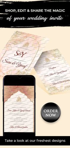 an advertisement for a wedding suite with the text, save the date and order now