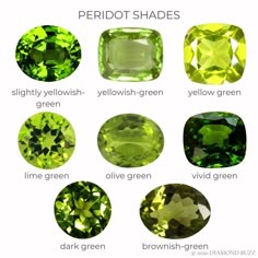 Peridot Color, Jewelry Education, Peridot Jewelry, Crystal Healing Stones, Rocks Crystals, Gemstones And Crystals, Green Gems