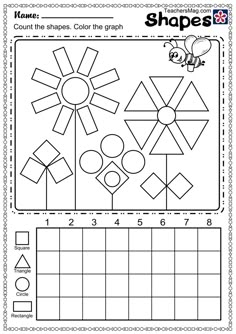 a worksheet for preschool to help students learn how to draw shapes and numbers