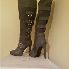 New Never Worn Beautiful Tall Gray Boots Size 8 Women With Silver Hardware Gray Boots, Grey Boots, Size 8 Women, Heel Boots, Tall Boots, High Heel Boots, Silver Hardware, Shoes Heels Boots, Bathroom Ideas