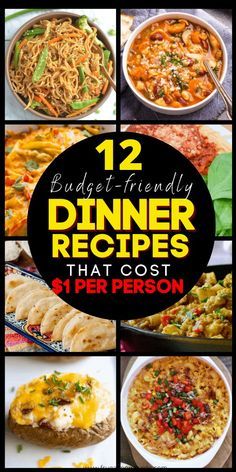 the cover of 12 dinner recipes that cost $ 1 per person, including pasta and rice