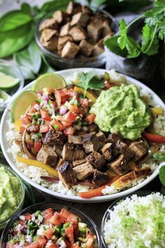 the meal is prepared and ready to be eaten on the table with other dishes around it