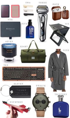 men's gifts for him and her with the words, gift guide on it