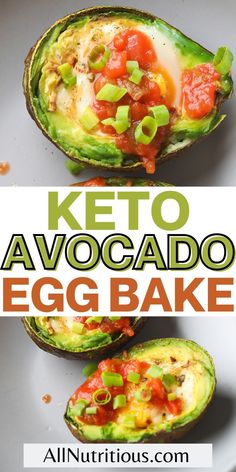 keto avocado egg bake on a plate with the title above it