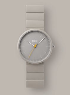 Braun Ceramic BN0171 wristwatch とても上品な配色。 イエローの秒針がチャーミング。 シンプルなのにチープさがない。 Modern Analog Office Watches, Minimal Product Design, Metal Analog Watch, Minimal Watch Design, Modern Leather Analog Watch, Braun Watch, Braun Watches, Dieter Rams Design