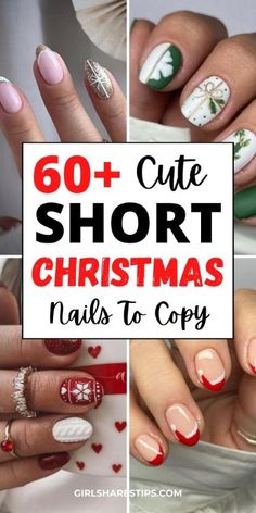 Nails Acrylic Short Short, Aesthetic Christmas Nail Ideas, Bling Christmas Nails, Christmas Nail Ideas Simple, Christmas Nails Acrylic Short, Nails Inspiration Christmas, Nails Almond Christmas, Simple Christmas Nails Red, Christmas Nails Classy