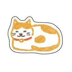 an orange and white cat is laying down