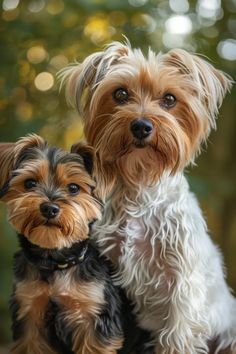 two small dogs sitting next to each other