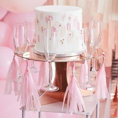 Rose Gold Cake Stand - Birthday Cake Stand With Drink Holders - Rose Gold And Pink Tassel Party Stand - Party Buffet - Hen Party Decor Rose Gold Cake Stand, Gold Foil Cake, Drinks Stand, Gold And Pink Balloons, Glamorous Birthday, Birthday Cake Stand, Rose Gold Cake, Gold Cake Stand, Rose Gold Party Decor