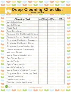 a printable cleaning checklist with the words, deep cleaning checklist on it