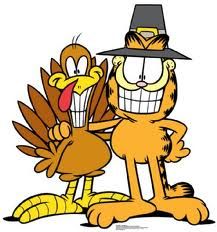 two cartoon turkeys wearing hats and holding each other