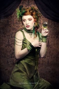 Green Fairy Absinthe, Absinthe Art, Green Fairy, Absinthe, Steampunk Fashion, Belle Epoque, Green Hair, Green And Brown