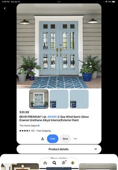 an image of a screen shot of the front door of a house with windows and doors