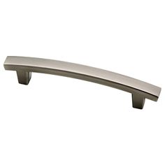 a stainless steel cabinet handle on a white background