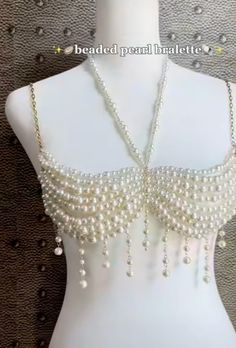 #pearl#handmade#bra#жемчуг#бра Handmade Bra, Pearl Bride, White Beads, Beading, Bra, Beads