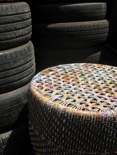 several tires stacked on top of each other