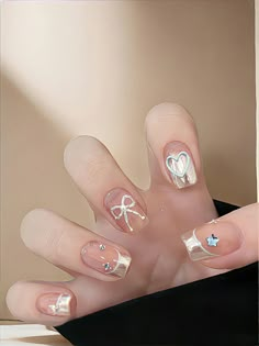 Pink Pastel Nails Design, Nail Tay Cute, French Manicure Matte, Coquette Nails Aesthetic, Cute Nails Simple, Almond Nails White, Short Nails Almond, Nails Bow