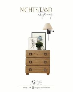 the night stand is made out of wood and has two drawers on each side, one with