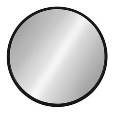 a round mirror on a white background with black border around the edges and bottom edge