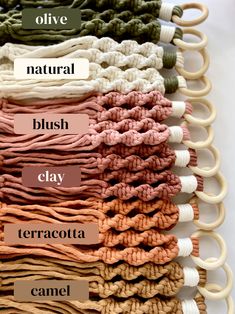 the different colors of yarn are labeled in this chart